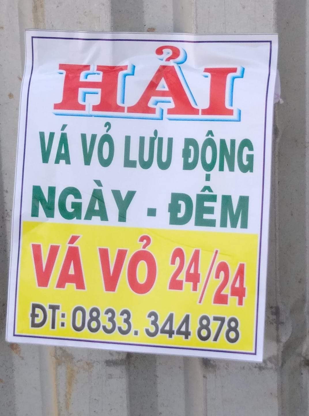 Vá vỏ Lê Hải. Gần UBND xã Thái Bình Trung